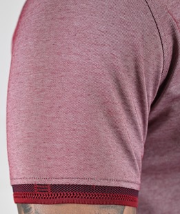 Мъжка тениска с яка цвят бордо меланж