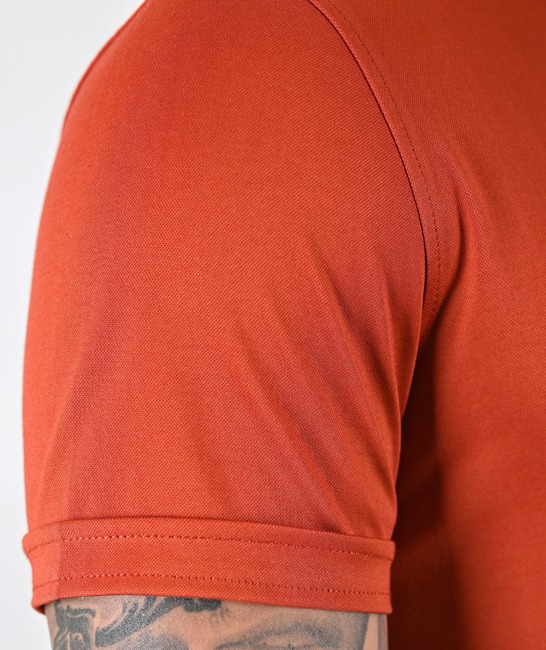 Мъжка поло тениска с джоб цвят керемида