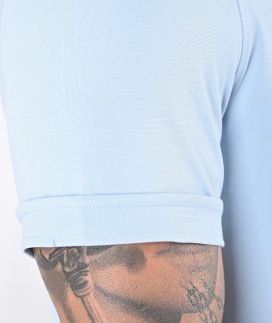 Мъжка поло тениска с джоб светло син цвят
