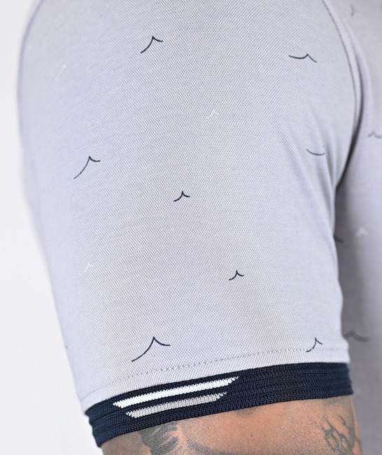 Мъжка поло тениска с птици цвят сив