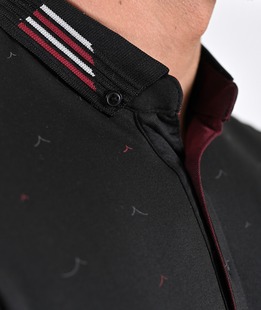 Мъжка поло тениска с птици цвят черен