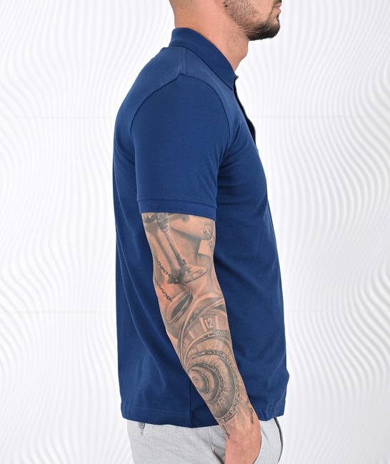 Мъжка едноцветна поло тениска цвят тъмно син