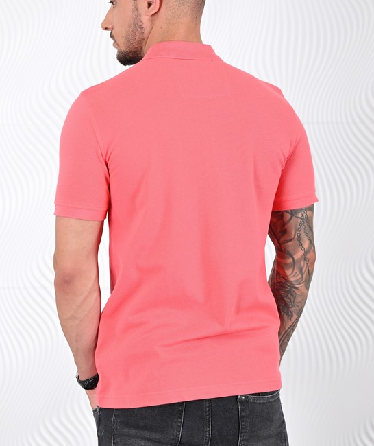 Мъжка едноцветна поло тениска цвят диня