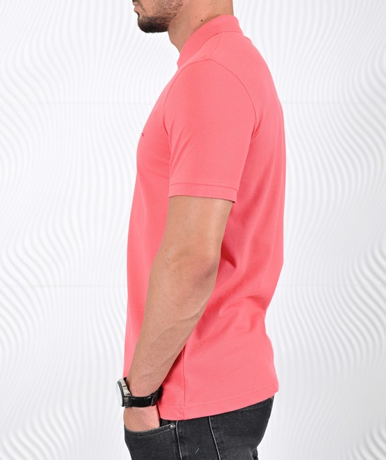 Мъжка едноцветна поло тениска цвят диня