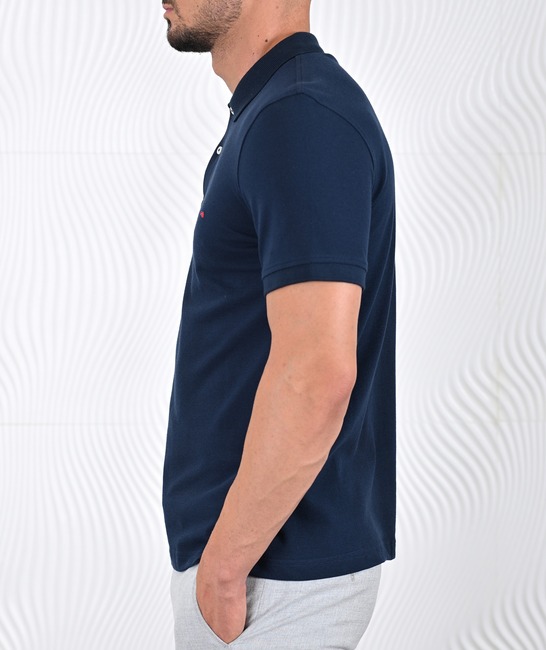 Мъжка едноцветна поло тениска цвят индиго