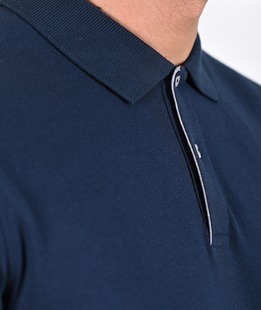 Мъжка едноцветна поло тениска цвят индиго