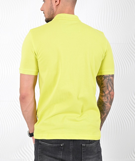 Мъжка едноцветна поло тениска цвят неоново зелен