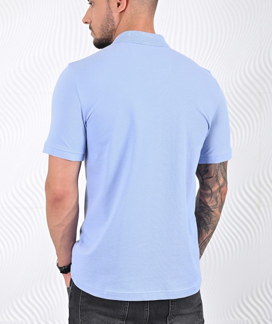 Мъжка едноцветна поло тениска цвят морско син