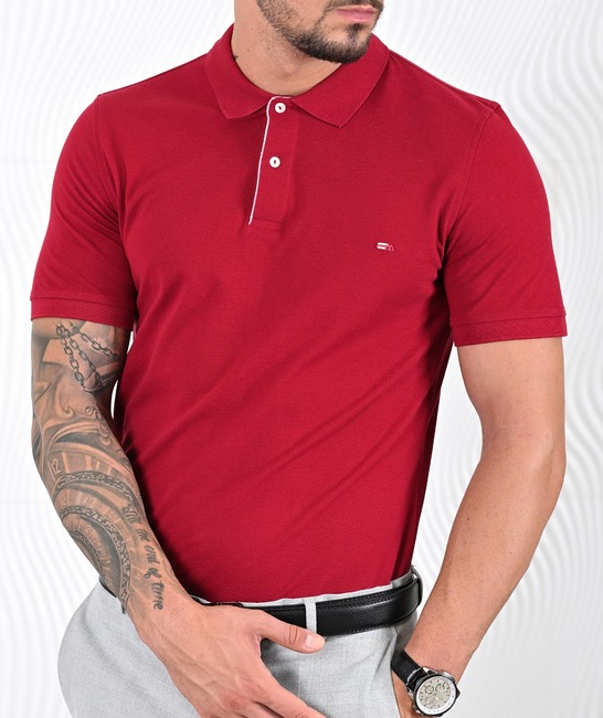 Мъжка едноцветна поло тениска цвят бордо