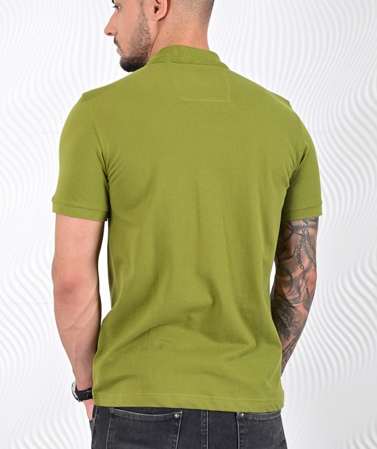 Мъжка едноцветна поло тениска цвят тревисто зелен
