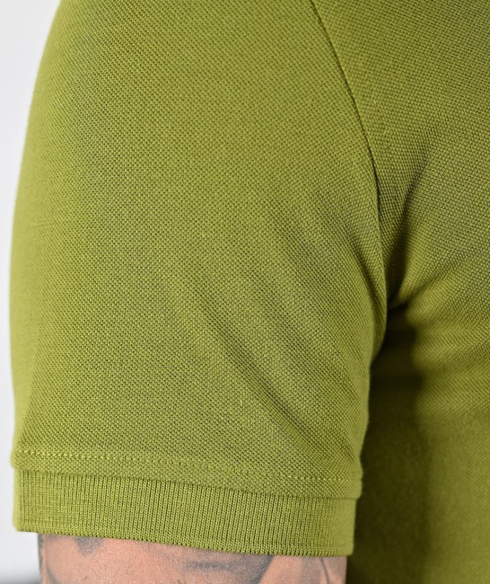 Мъжка едноцветна поло тениска цвят тревисто зелен