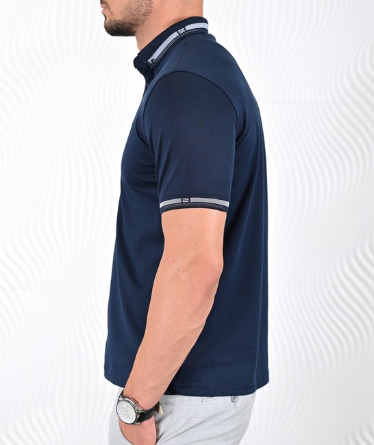 Мъжка стилна тъмно синя поло тениска