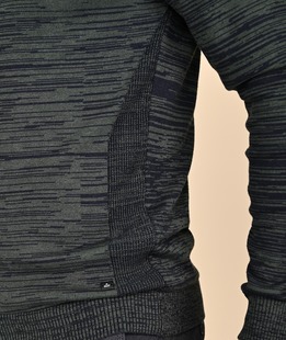 Мъжка плетена зелена жилетка тип меланж с качулка