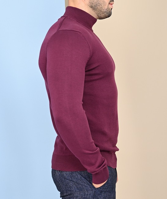 Мъжко плетено полo цвят бордо