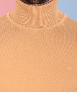 Мъжко плетено полo цвят горчица