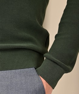 Мъжки релефен пуловер цвят зелен