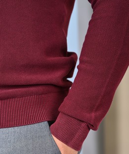 Мъжки релефен пуловер цвят бордо