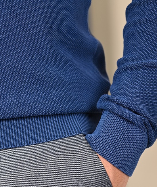 Мъжки релефен пуловер цвят син