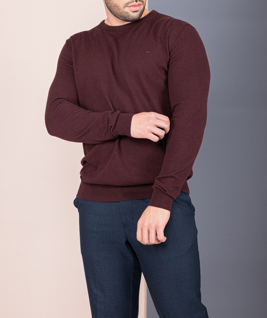 Изчистен мъжки пуловер цвят бордо