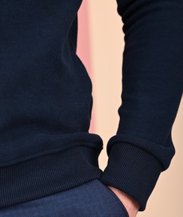 Мъжка плътна синя блуза с надпис