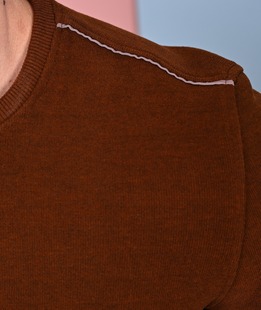 Мъжка плътна кафява блуза с надпис