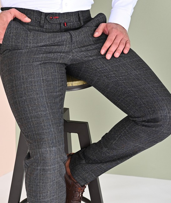 Мъжки кариран сив панталон