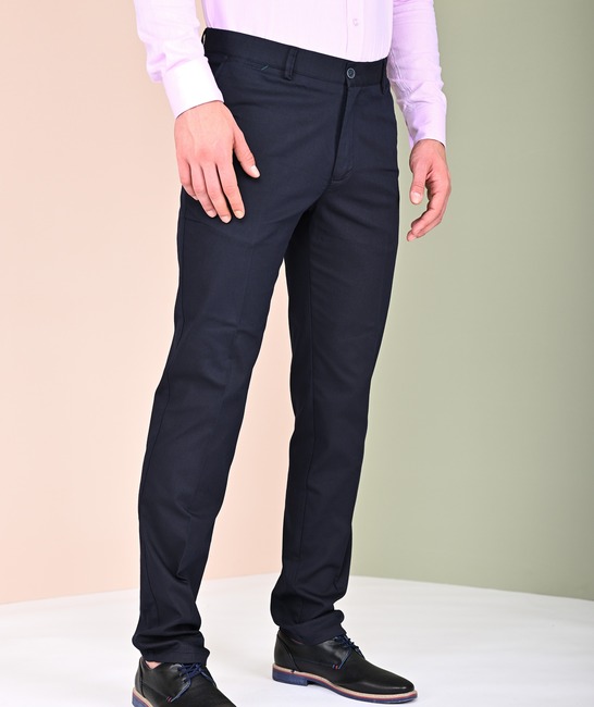 Мъжки тъмно син структурен панталон