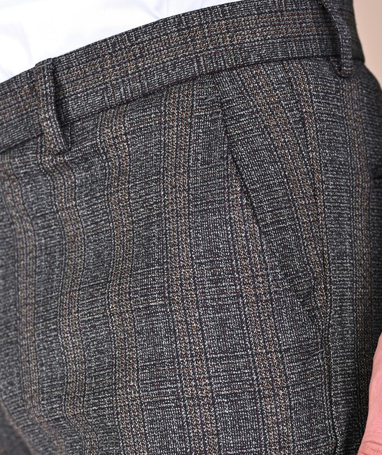 Мъжки кариран панталон цвят тъмно сив