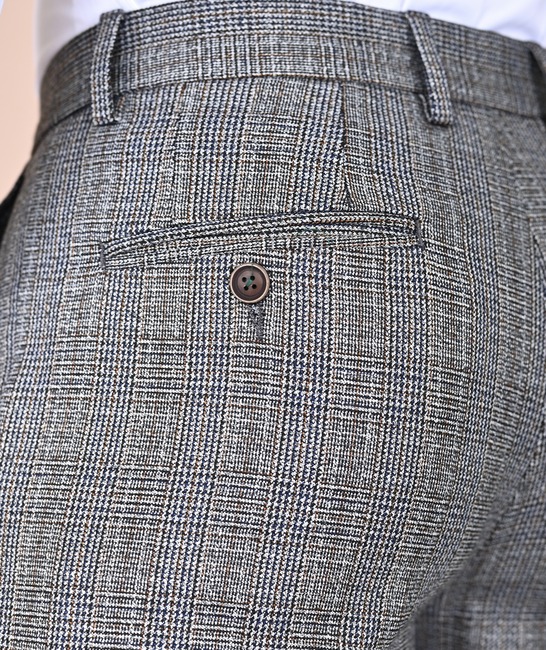 Мъжки кариран панталон цвят светло сив