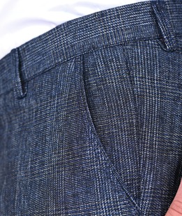 Мъжки тъмно син кариран панталон