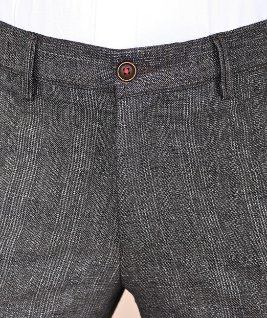 Мъжки тъмно кафяв кариран панталон