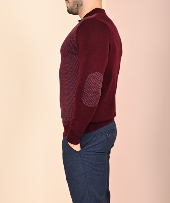 Матиращ мъжки пуловер цвят бордо