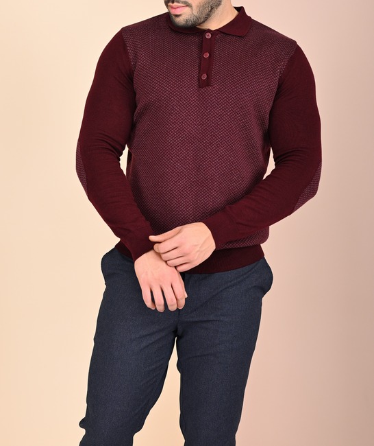 Матиращ мъжки пуловер цвят бордо