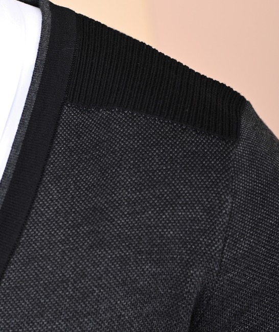 Мъжка плетена черна жилетка тип меланж