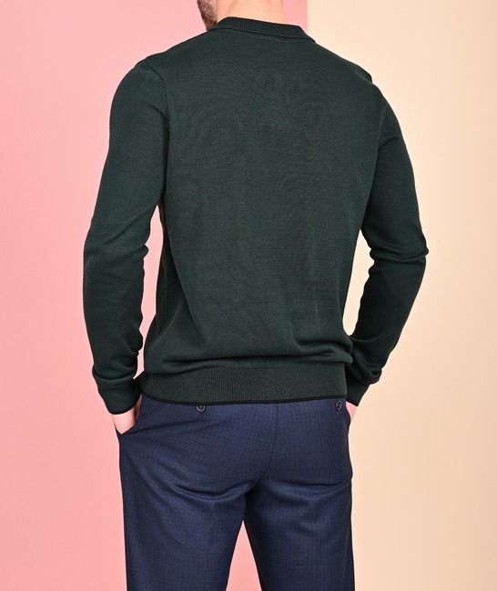 Мъжки пуловер с капаче цвят зелен