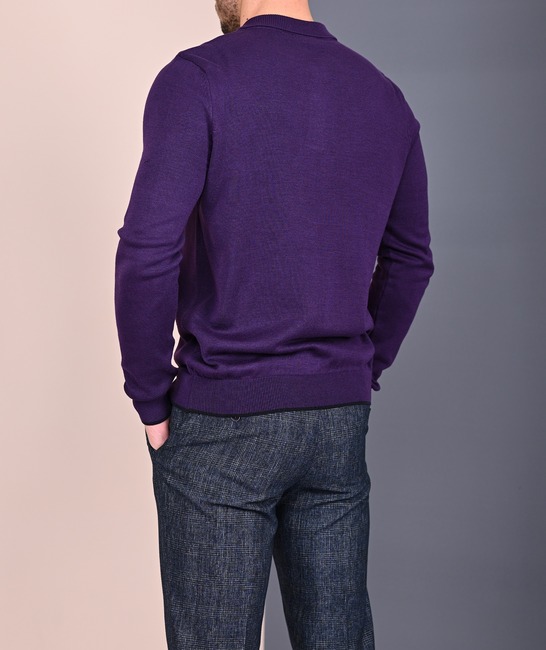 Мъжки пуловер с капаче цвят лилав