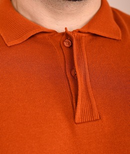 Мъжки пуловер с капаче цвят керемида