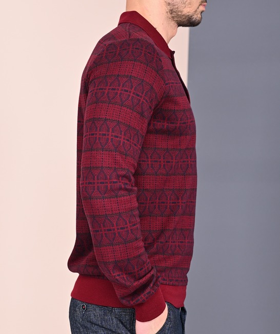 Мъжка блуза на елементи цвят бордо с яка