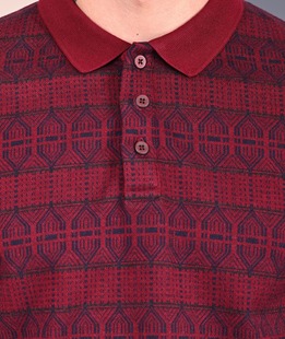 Мъжка блуза на елементи цвят бордо с яка