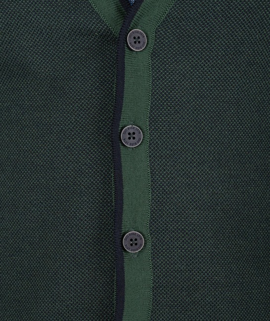 Мъжка плетена тъмно зелена жилетка тип меланж