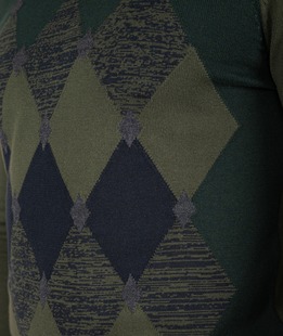 Мъжки зелен пуловер на ромбоиди