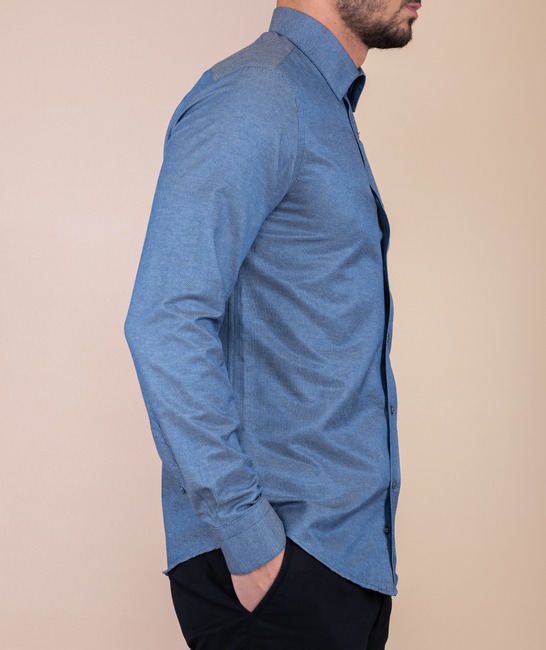 Мъжка тъмно синя мрежеста риза