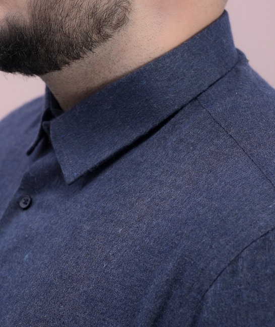 Мъжка плътна синя риза с джоб в Big Size размер
