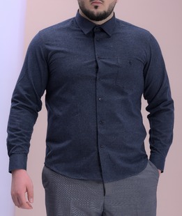 Мъжка плътна синя риза с джоб в Big Size размер