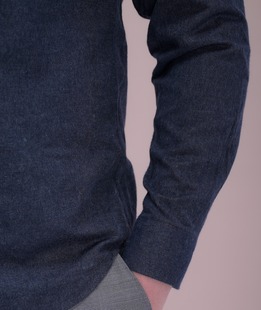 Мъжка плътна синя риза с джоб в Big Size размер