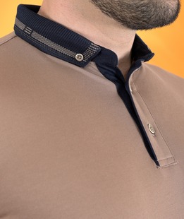 Кафява изчистена поло тениска мъжка с бродирано лого