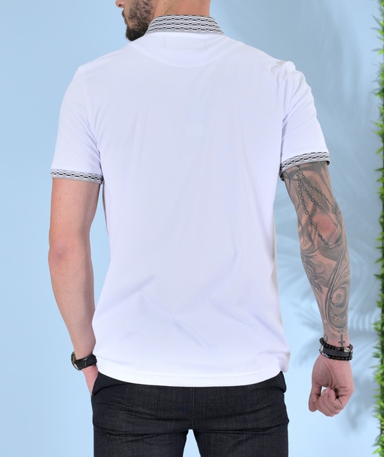 Мъжка изчистена поло тениска с лого бяла