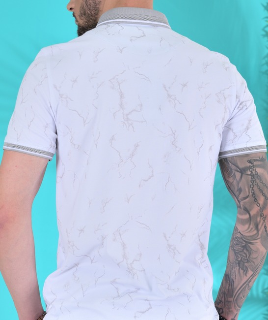 Мъжка поло тениска на пукнатини бял цвят