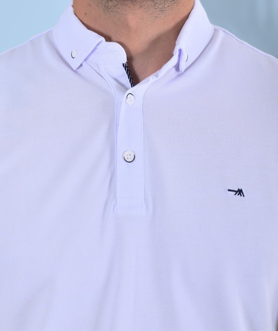 Мъжка изчистена поло тениска бяла с лого