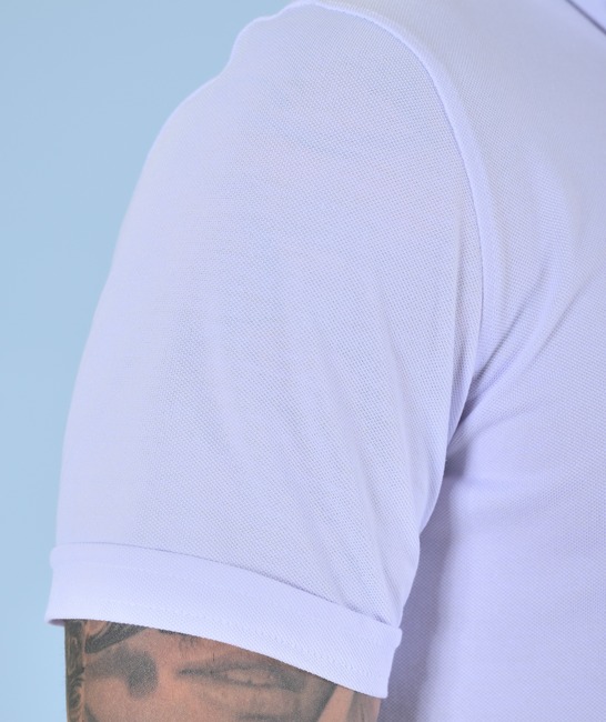 Мъжка изчистена поло тениска бяла с лого